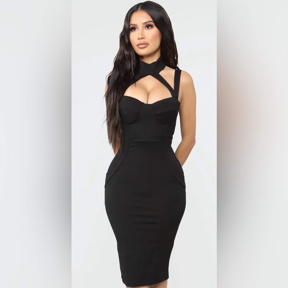 Fashion Nova Black Bodycon Cocktail Dress XS
